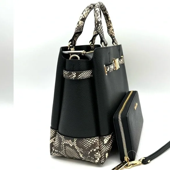 Michael Kors Large Reed Satchel Crossbody Bag & Large Continental Wallet Black